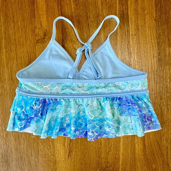 JUSTICE Mermaid Bikini Swimsuit Girls 8 Ruffled Two Piece Bathing Suit Bathers - Picture 3 of 11